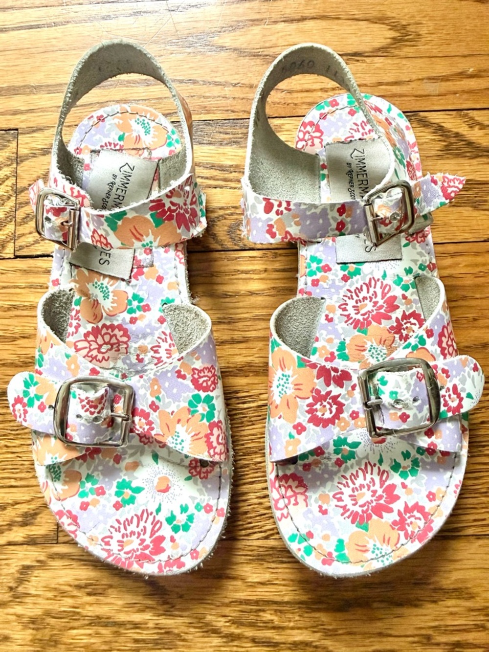 Zimmermann x Minnow Floral Kids Sandals Size 10 Peach Mint Lavender VGUC